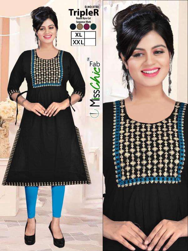TripleR rayon embroidery indian designer kurtis