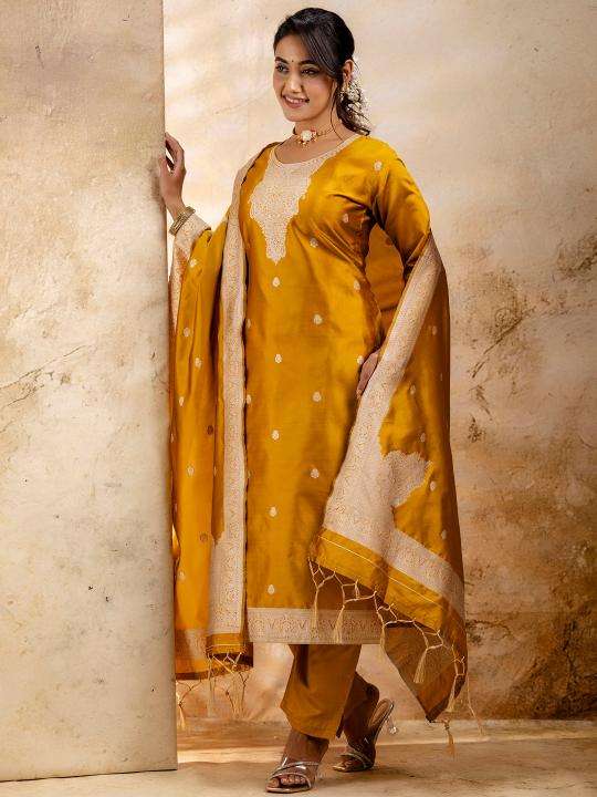 Vairaj banarasi jecard silk 3 indian kurtis in india