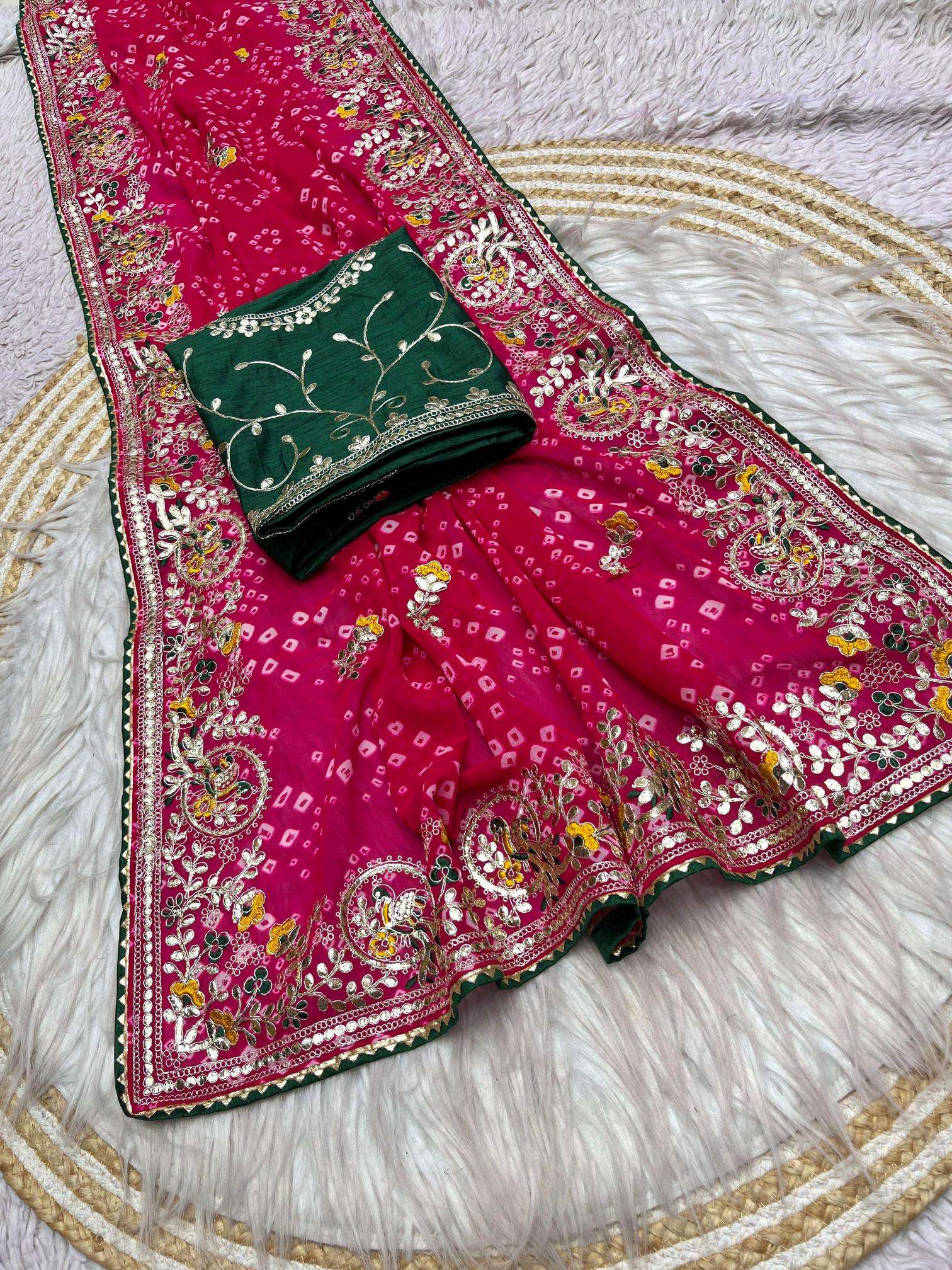 Vinayak saavan special soft georgette bandej Wholesale sarees for boutique in India