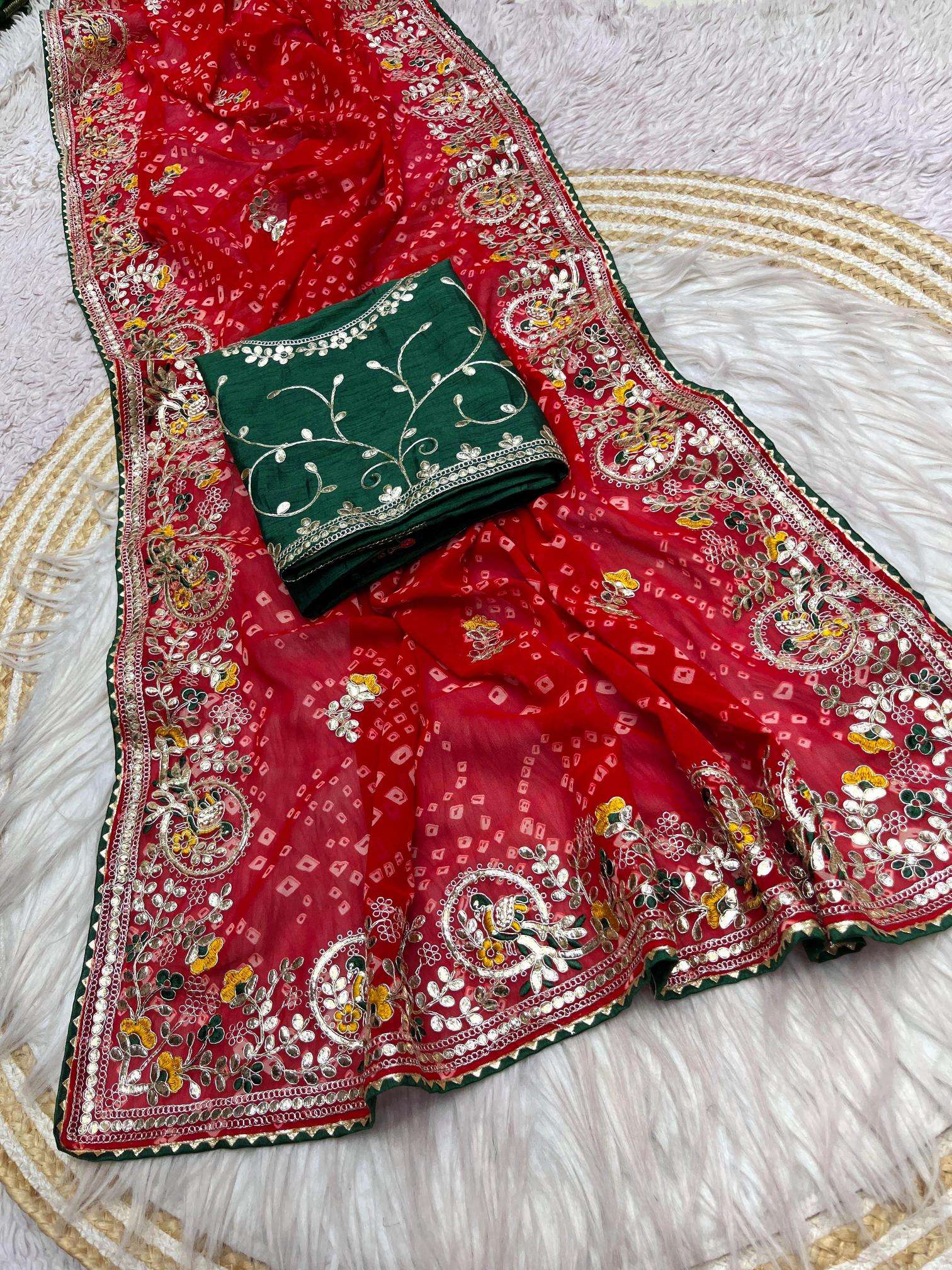 Vinayak saavan special soft georgette bandej Wholesale sarees for boutique in India