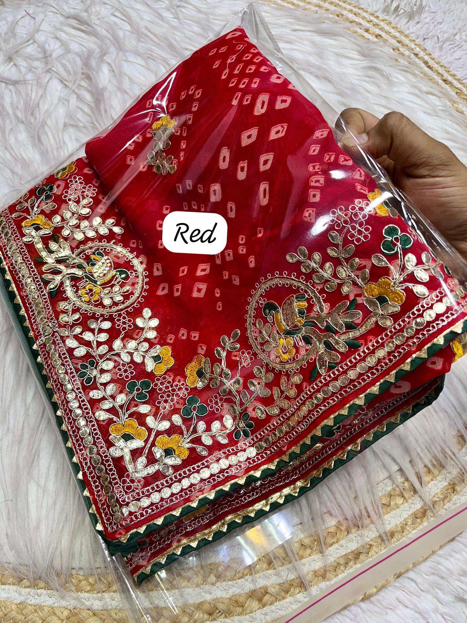 Vinayak saavan special soft georgette bandej Wholesale sarees for boutique in India