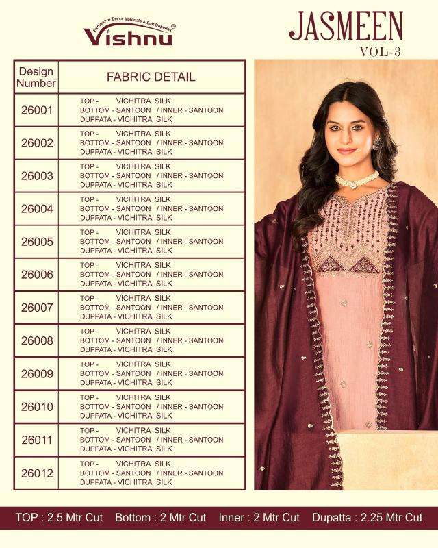 Vishnu jasmeen vol 3 Dress material wholesale market