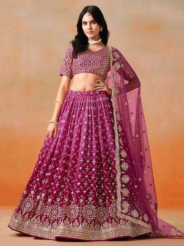 Zeel Clothing OMBRE Georgette Pink Latest lehenga choli collection in India