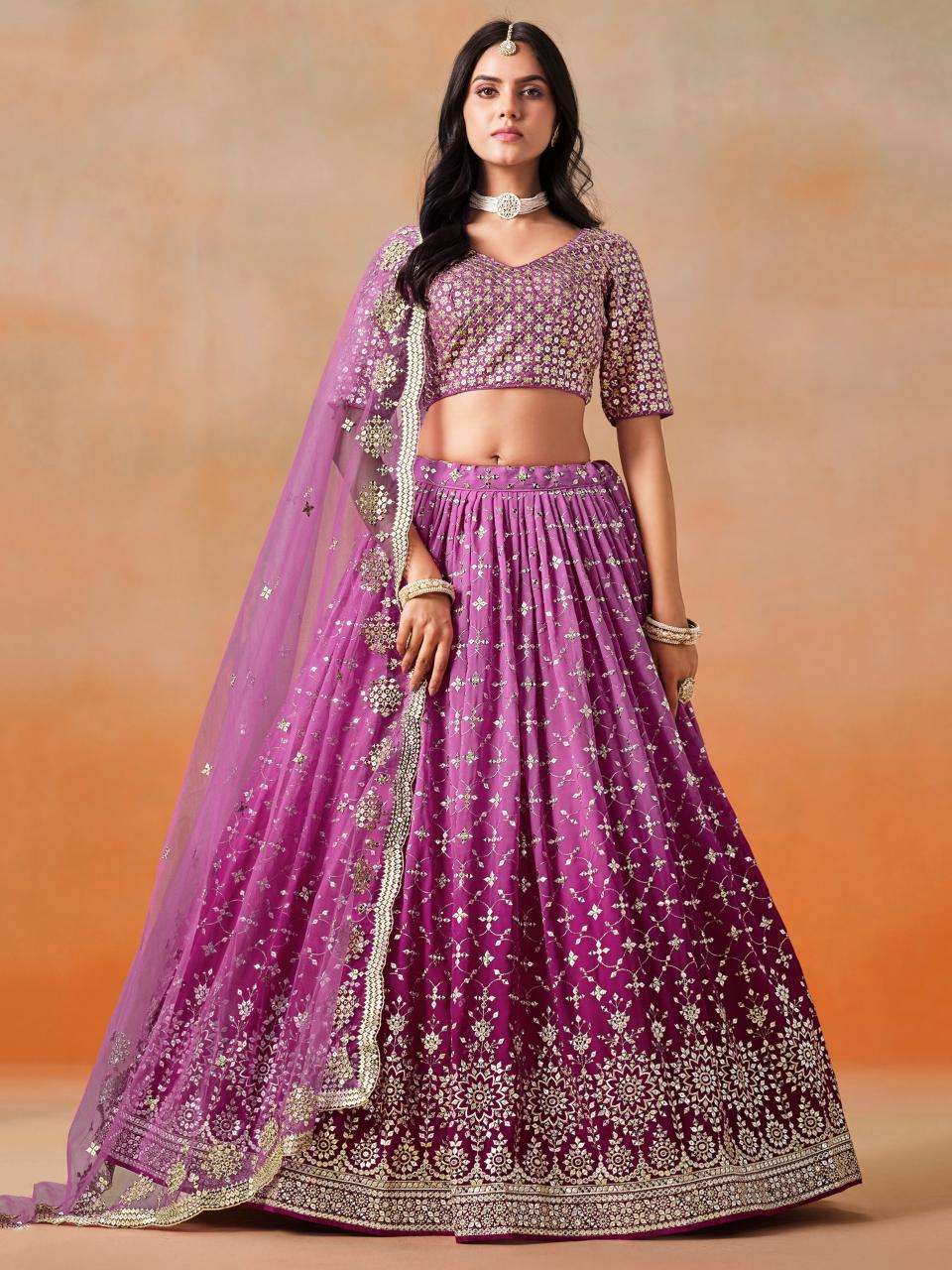 Zeel Clothing OMBRE Georgette rani Pink Bridal lehenga choli suppliers