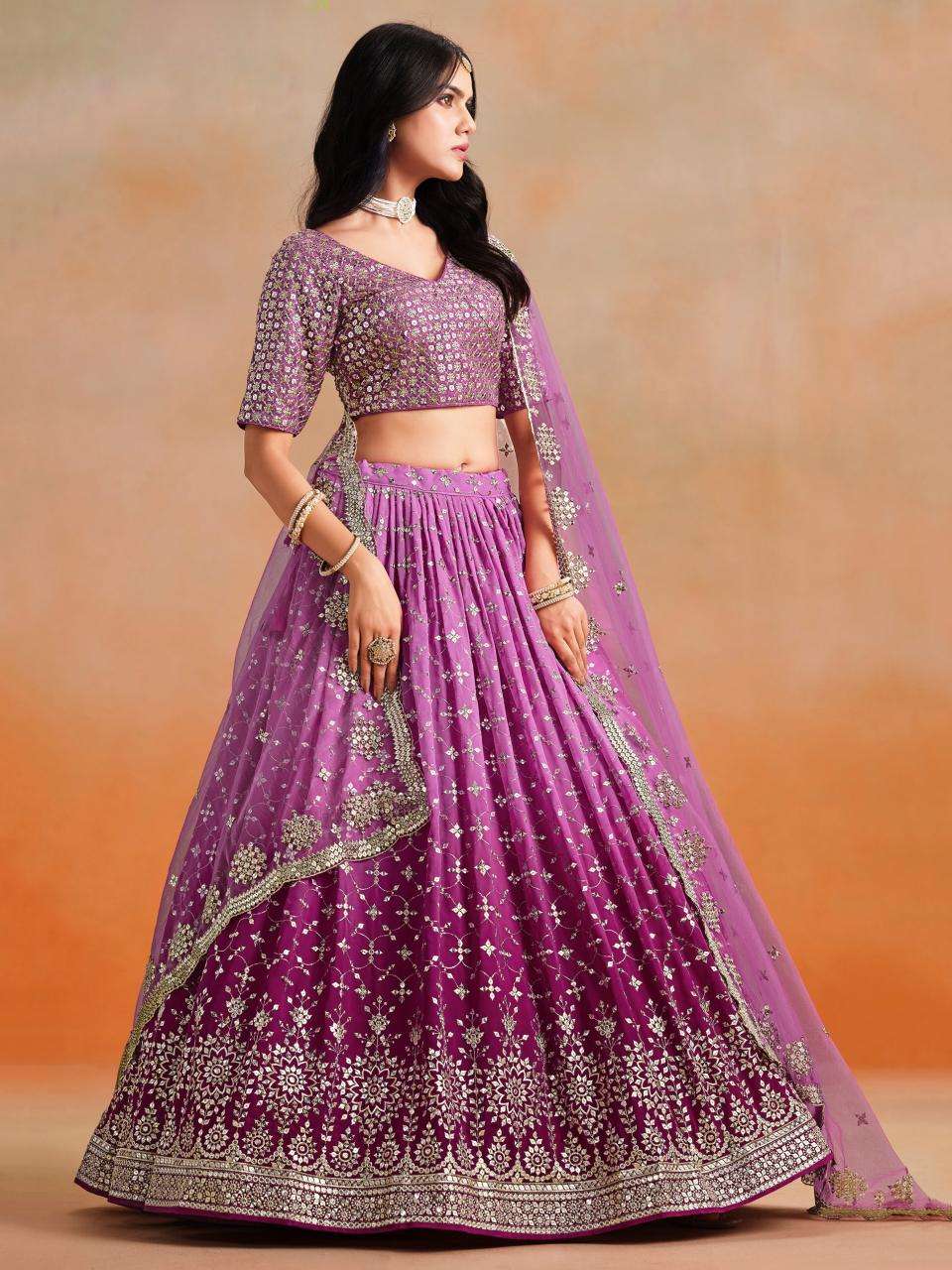 Zeel Clothing OMBRE Georgette rani Pink Bridal lehenga choli suppliers
