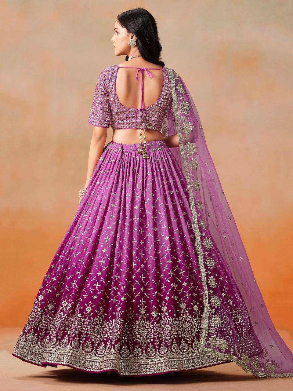 Zeel Clothing OMBRE Georgette rani Pink Bridal lehenga choli suppliers