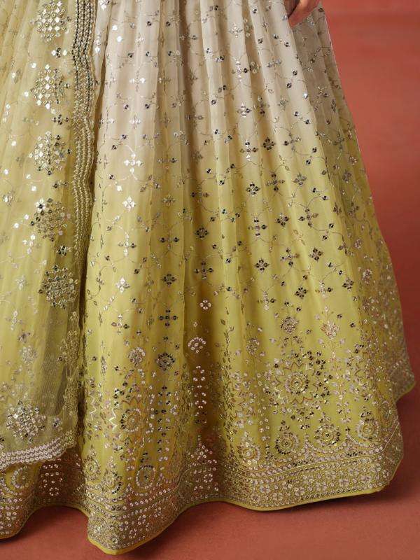 Zeel Clothing OMBRE YELLOW Georgette Designer lehenga choli wholesale in India