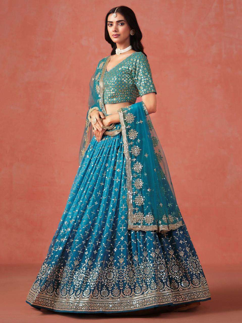 Zeel Clothing RAMA BLUE Indian lehenga choli in Kolkata