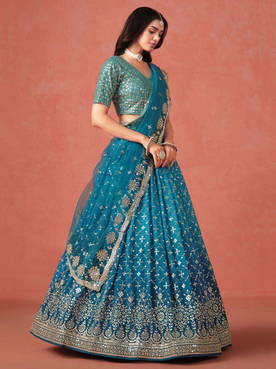 Zeel Clothing RAMA BLUE Indian lehenga choli in Kolkata