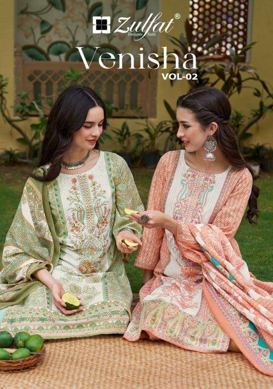 Zulfat designer suits venisha vol 2 Designer dress materials wholesale