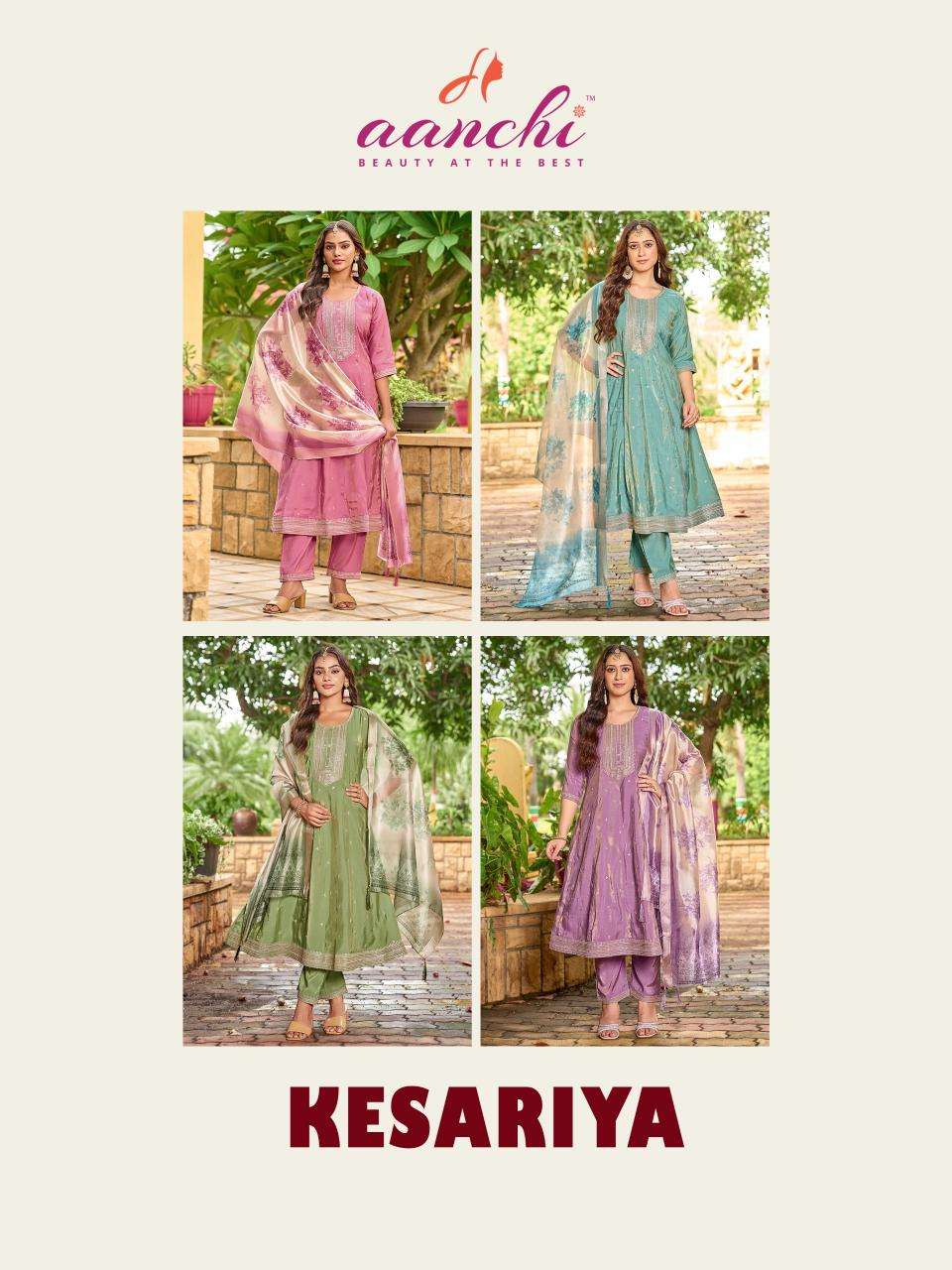 Aanchi kesariya indian party wear designer kurtis