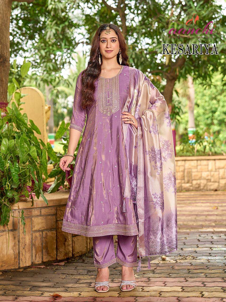 Aanchi kesariya indian party wear designer kurtis