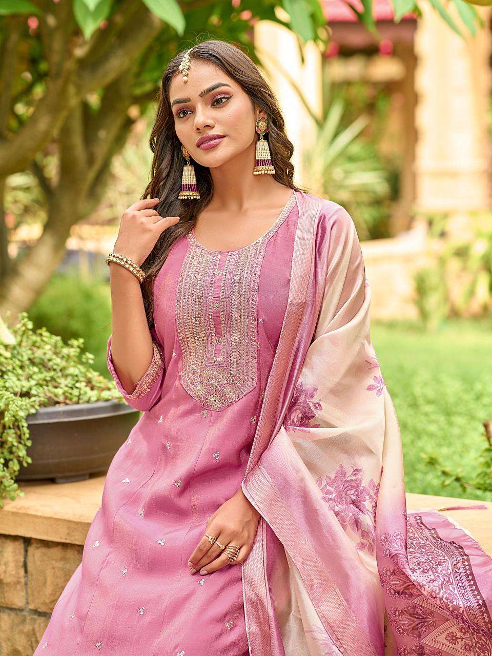 Aanchi kesariya indian party wear designer kurtis