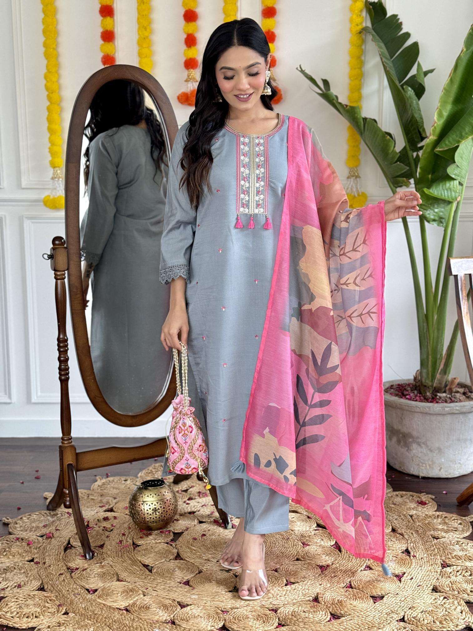 Aarohi viscose chanderi indian kurtis online shopping singapore