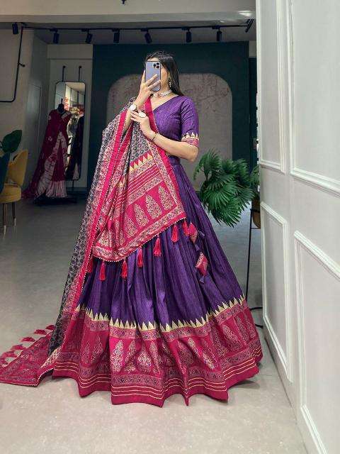 AJRAKH Tussar Silk banarasi lehenga wholesale surat