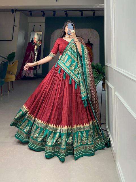 AJRAKH Tussar Silk banarasi lehenga wholesale surat