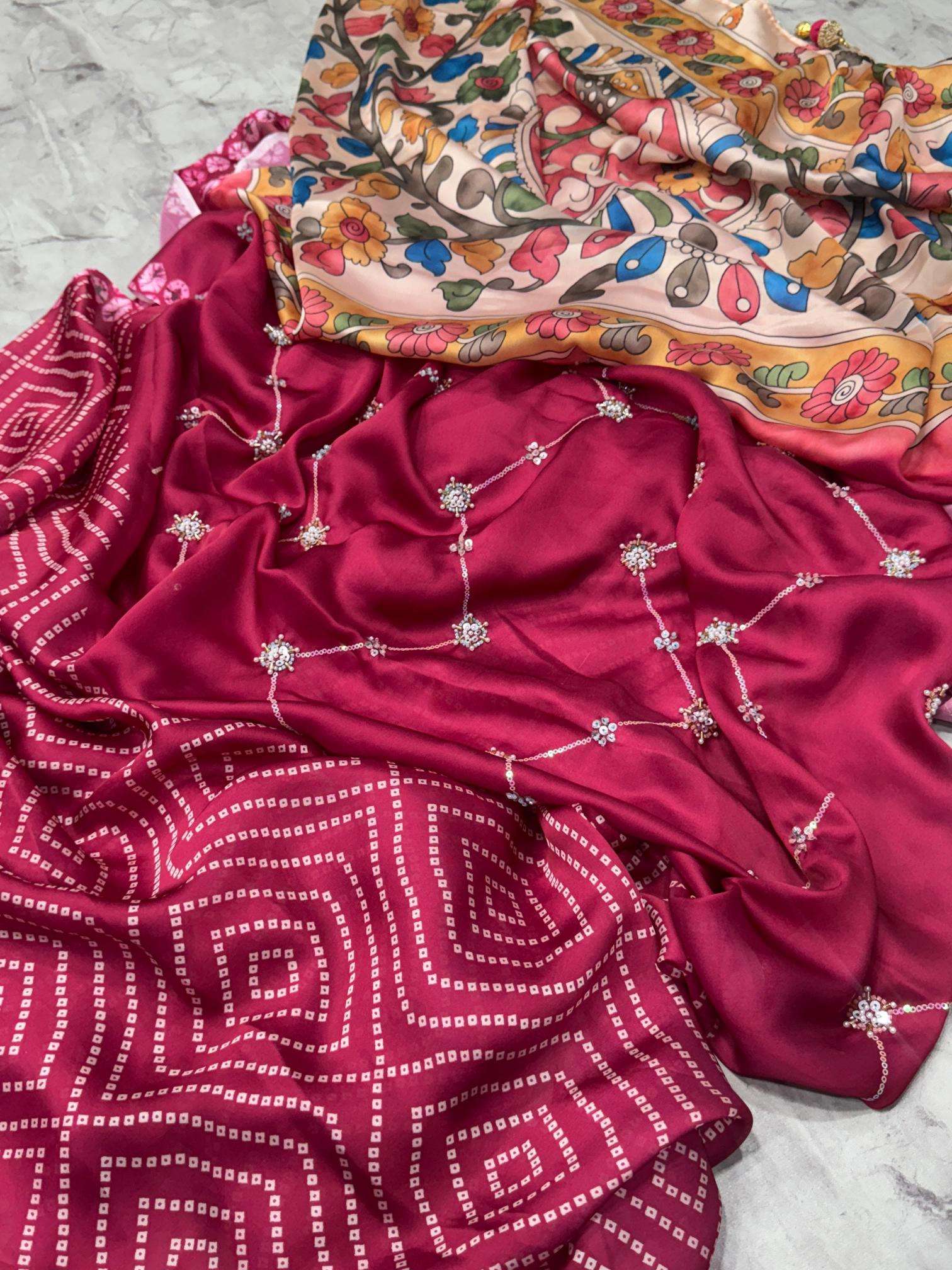 Akshara satin georgette ajrakh printed Saree wholesale market in Delhi