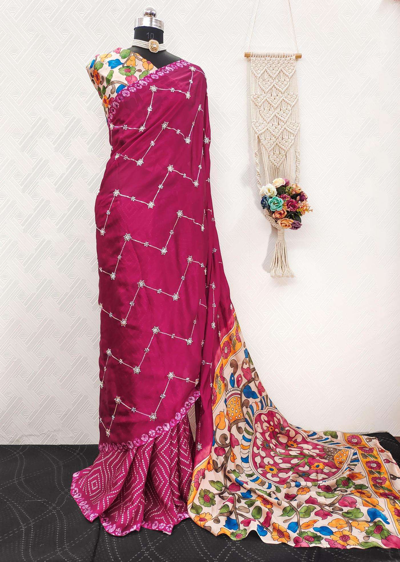 Akshara satin georgette ajrakh printed Saree wholesale market in Delhi