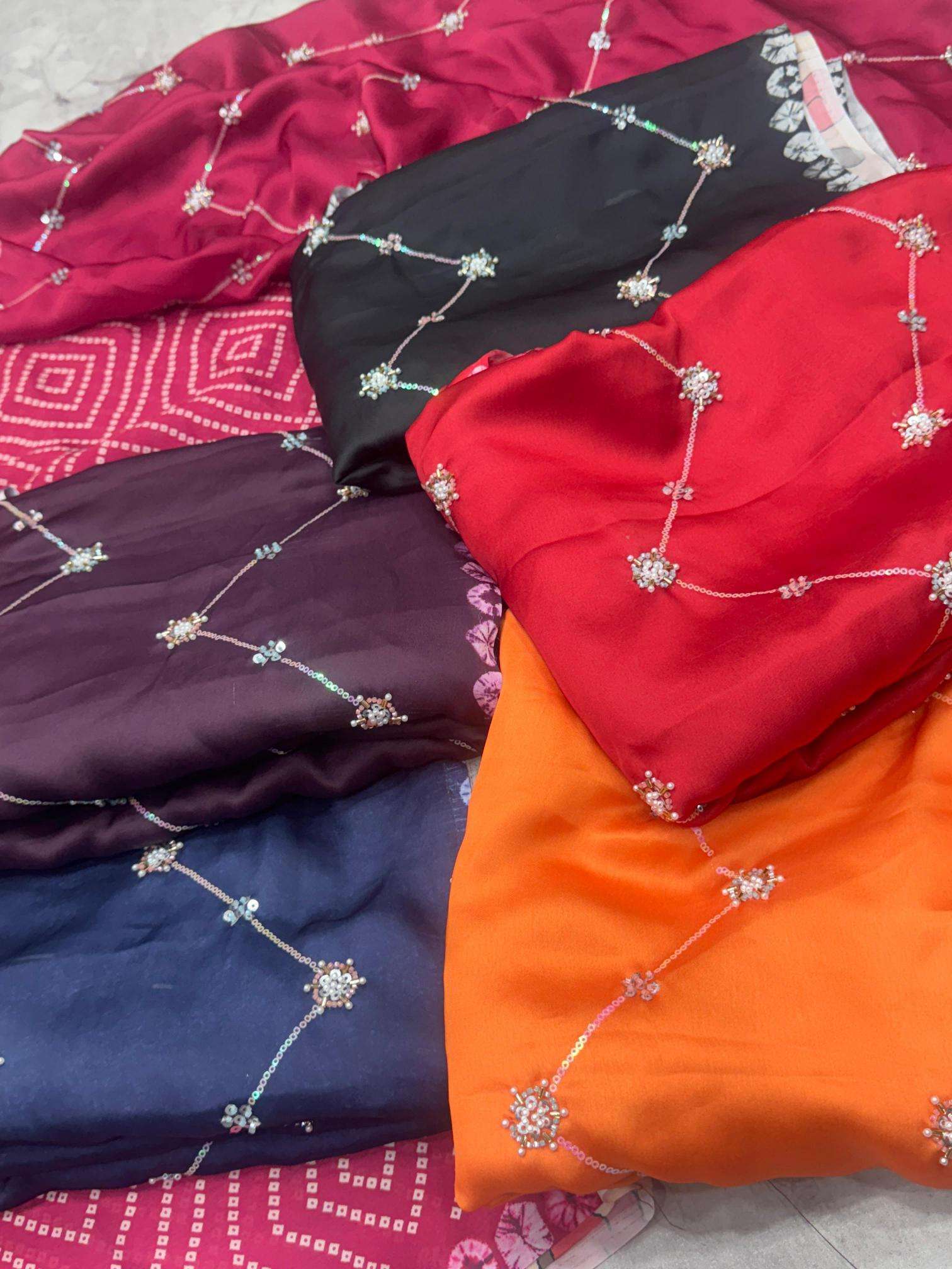 Akshara satin georgette ajrakh printed Saree wholesale market in Delhi