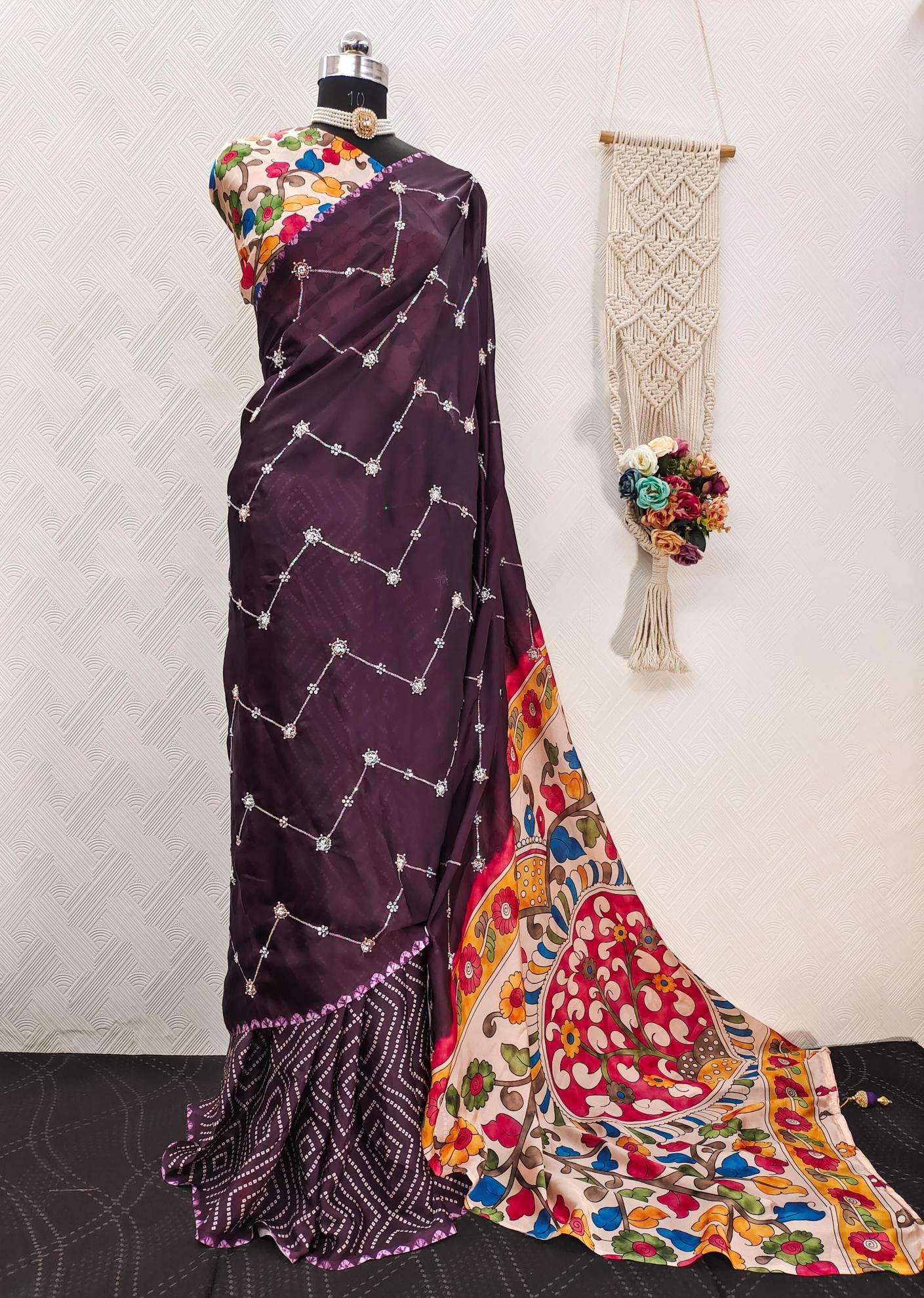 Akshara satin georgette ajrakh printed Saree wholesale market in Delhi
