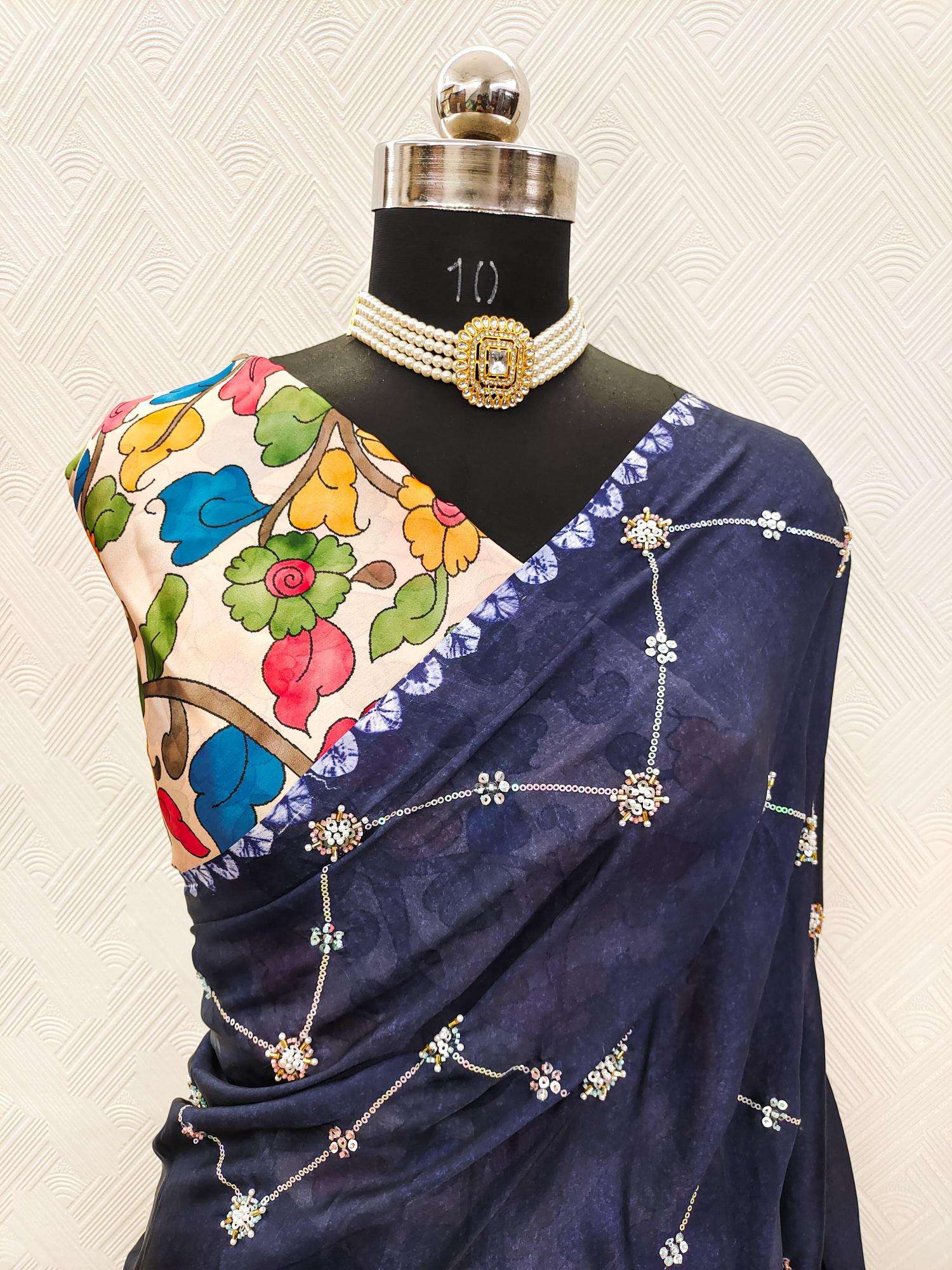 Akshara satin georgette ajrakh printed Saree wholesale market in Delhi