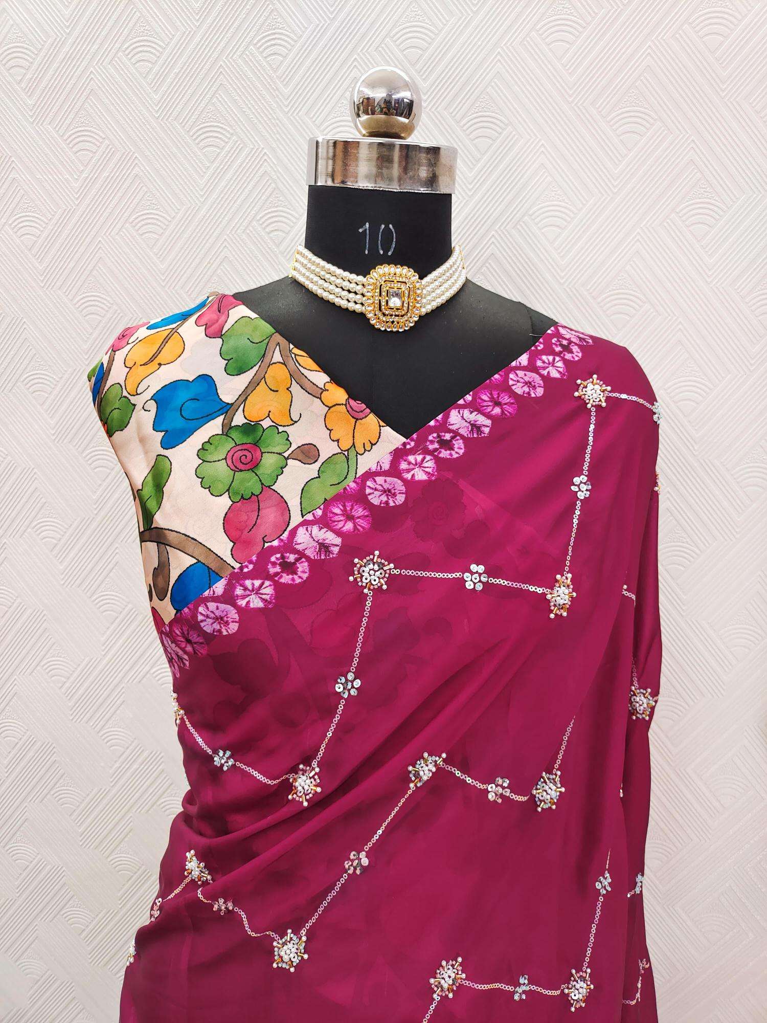 Akshara satin georgette ajrakh printed Saree wholesale market in Delhi