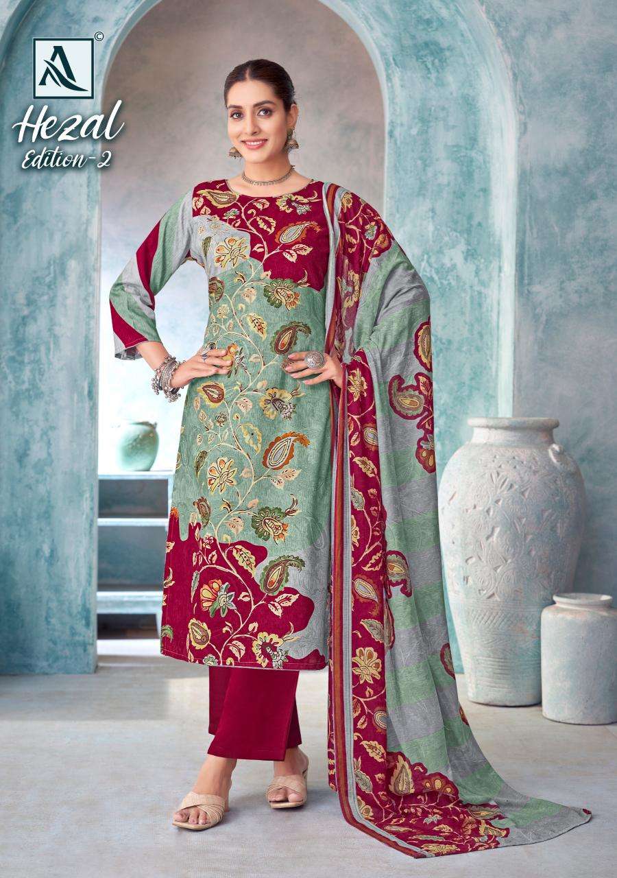 Alok suit hezal 2 Unstitched dress materials wholesale