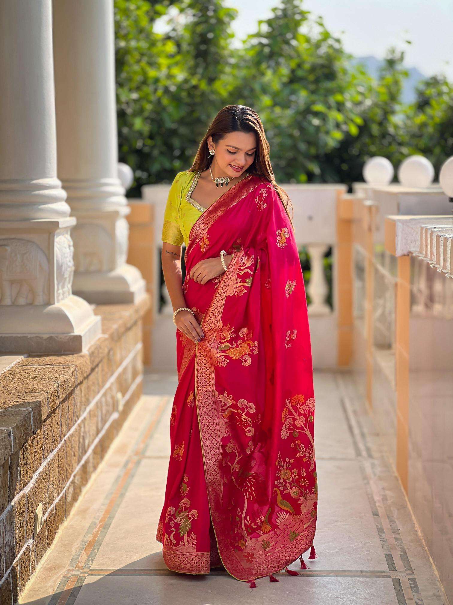 Anupama dolla morni pure viscose dolla silk Saree suppliers in India