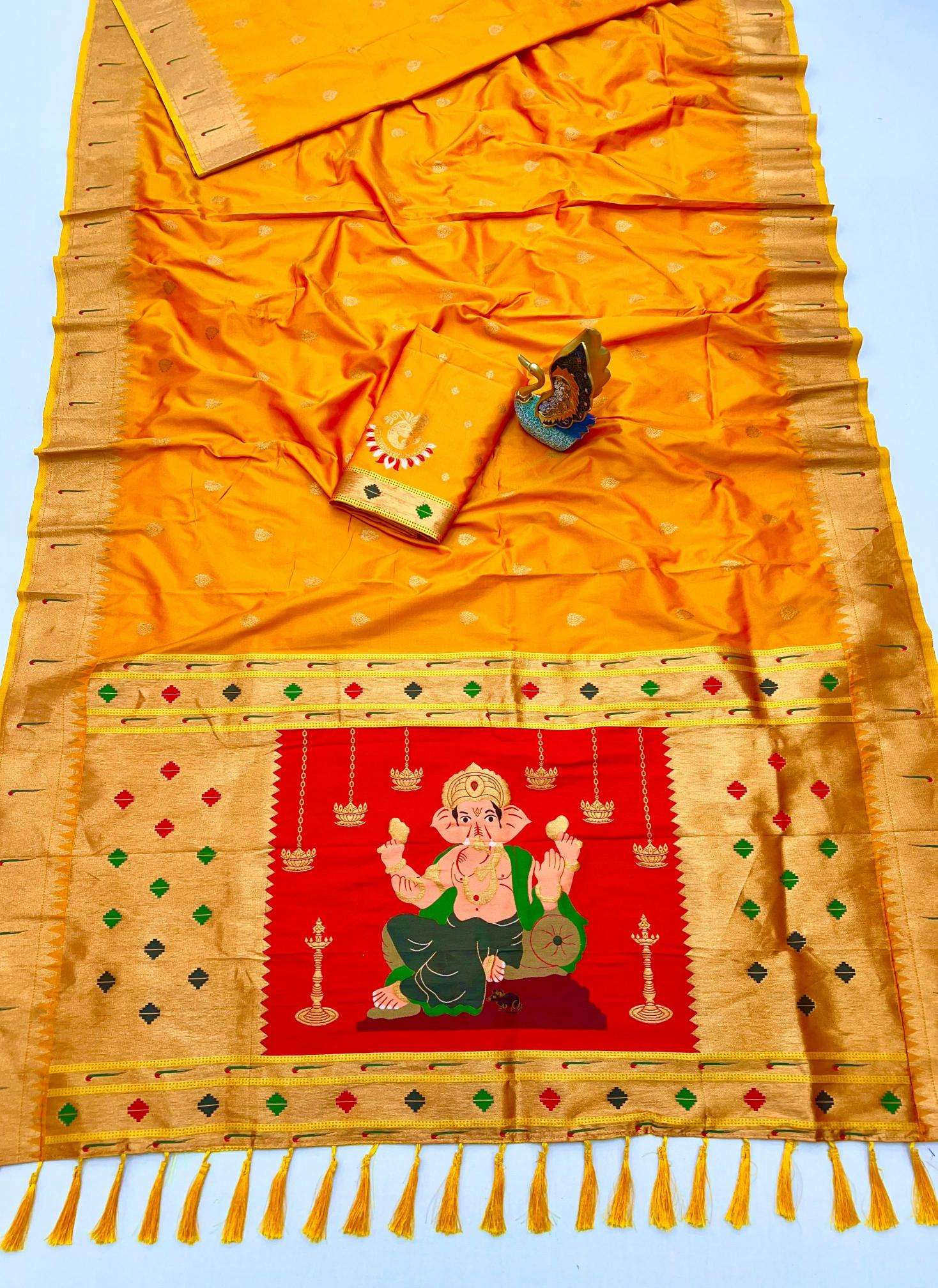 Anupama Ganpati special ganesh paithani soft silk Indian sarees wholesale online