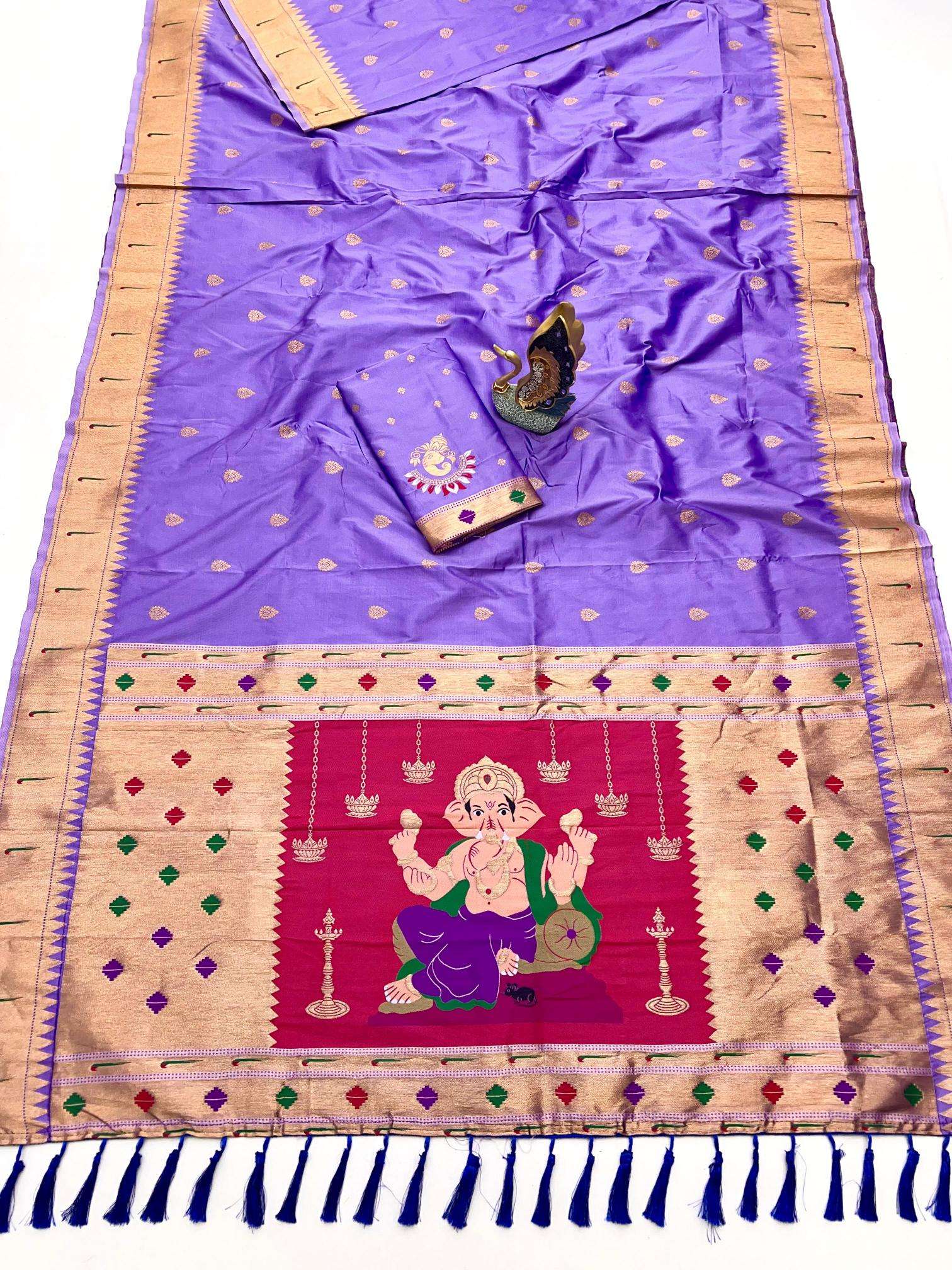 Anupama Ganpati special ganesh paithani soft silk Indian sarees wholesale online