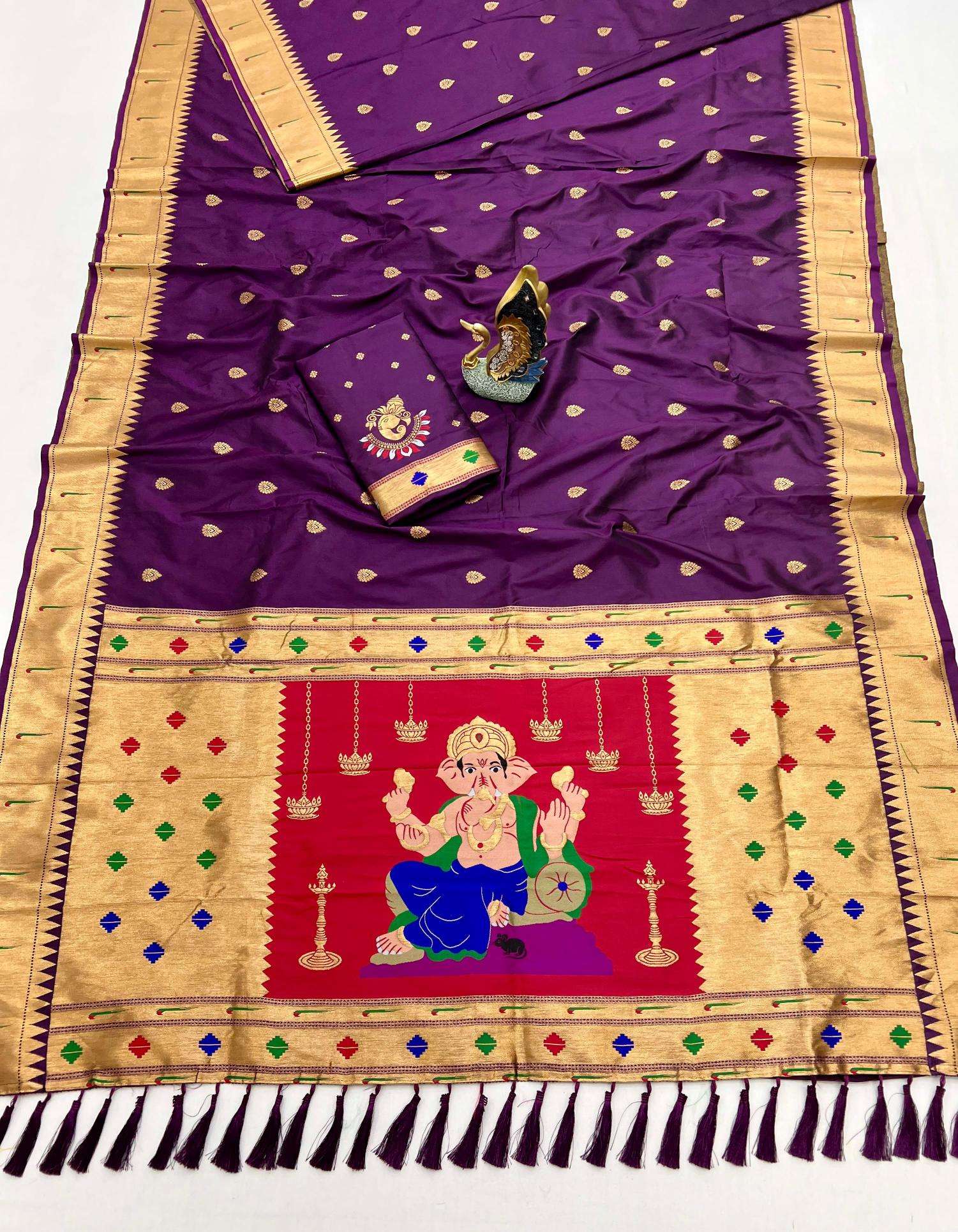 Anupama Ganpati special ganesh paithani soft silk Indian sarees wholesale online