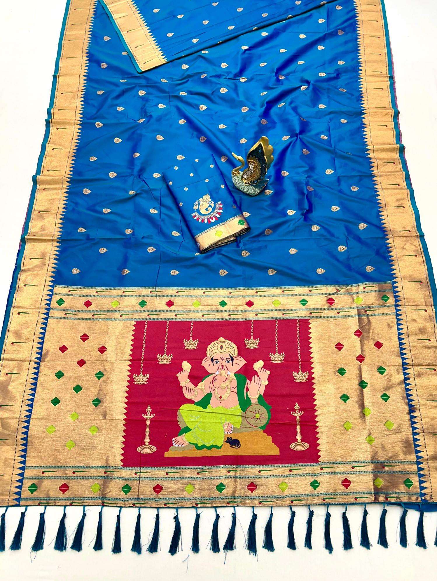 Anupama Ganpati special ganesh paithani soft silk Indian sarees wholesale online