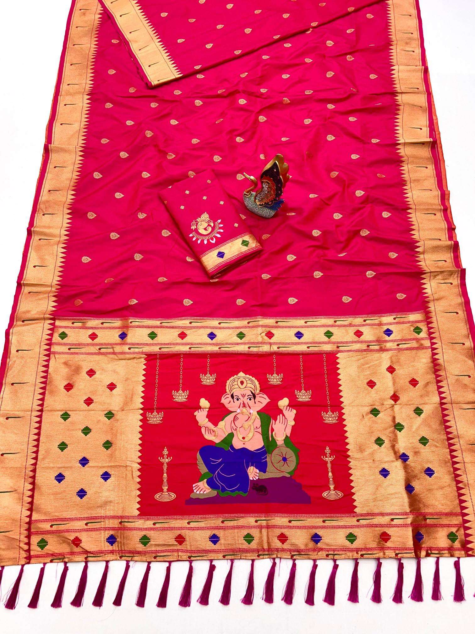 Anupama Ganpati special ganesh paithani soft silk Indian sarees wholesale online