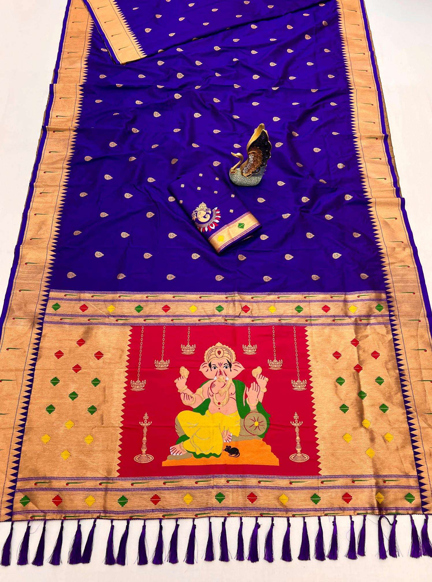 Anupama Ganpati special ganesh paithani soft silk Indian sarees wholesale online