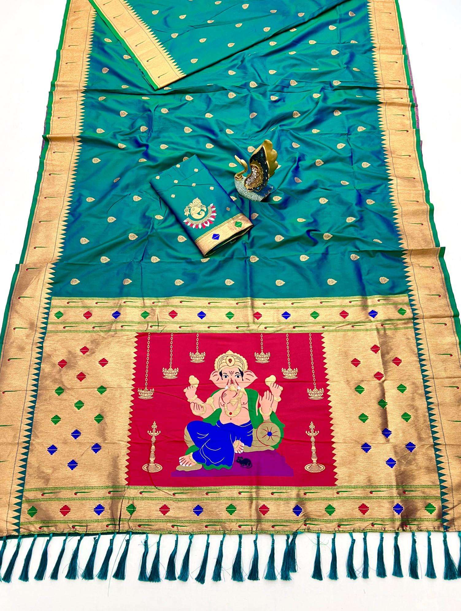 Anupama Ganpati special ganesh paithani soft silk Indian sarees wholesale online