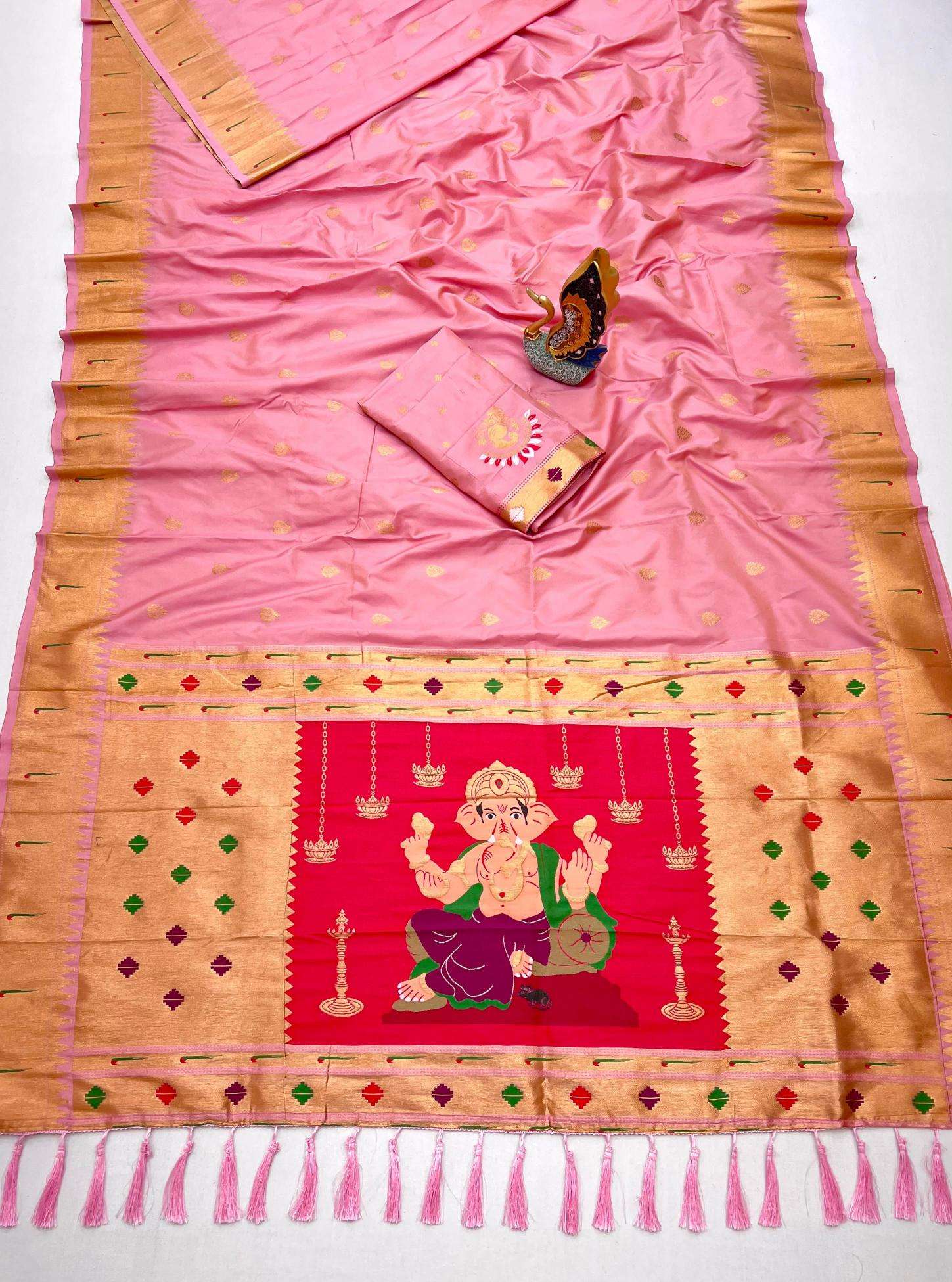 Anupama Ganpati special ganesh paithani soft silk Indian sarees wholesale online