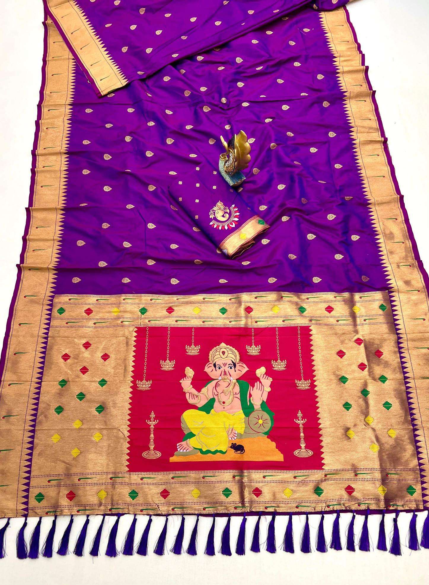 Anupama Ganpati special ganesh paithani soft silk Indian sarees wholesale online