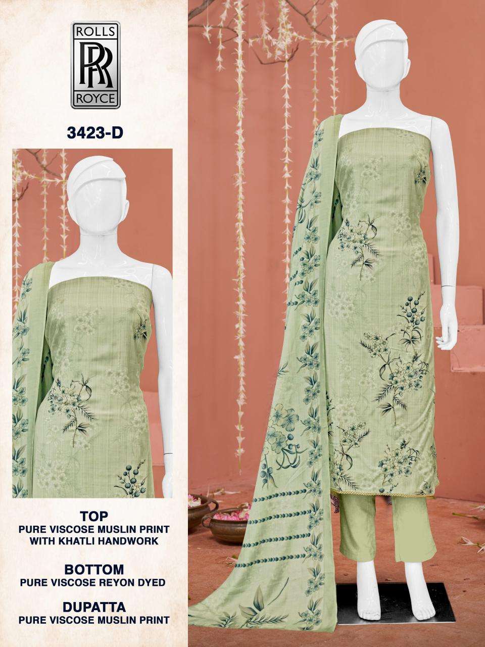 Bipson prints rolls royce 3423 Dress material wholesale market in India