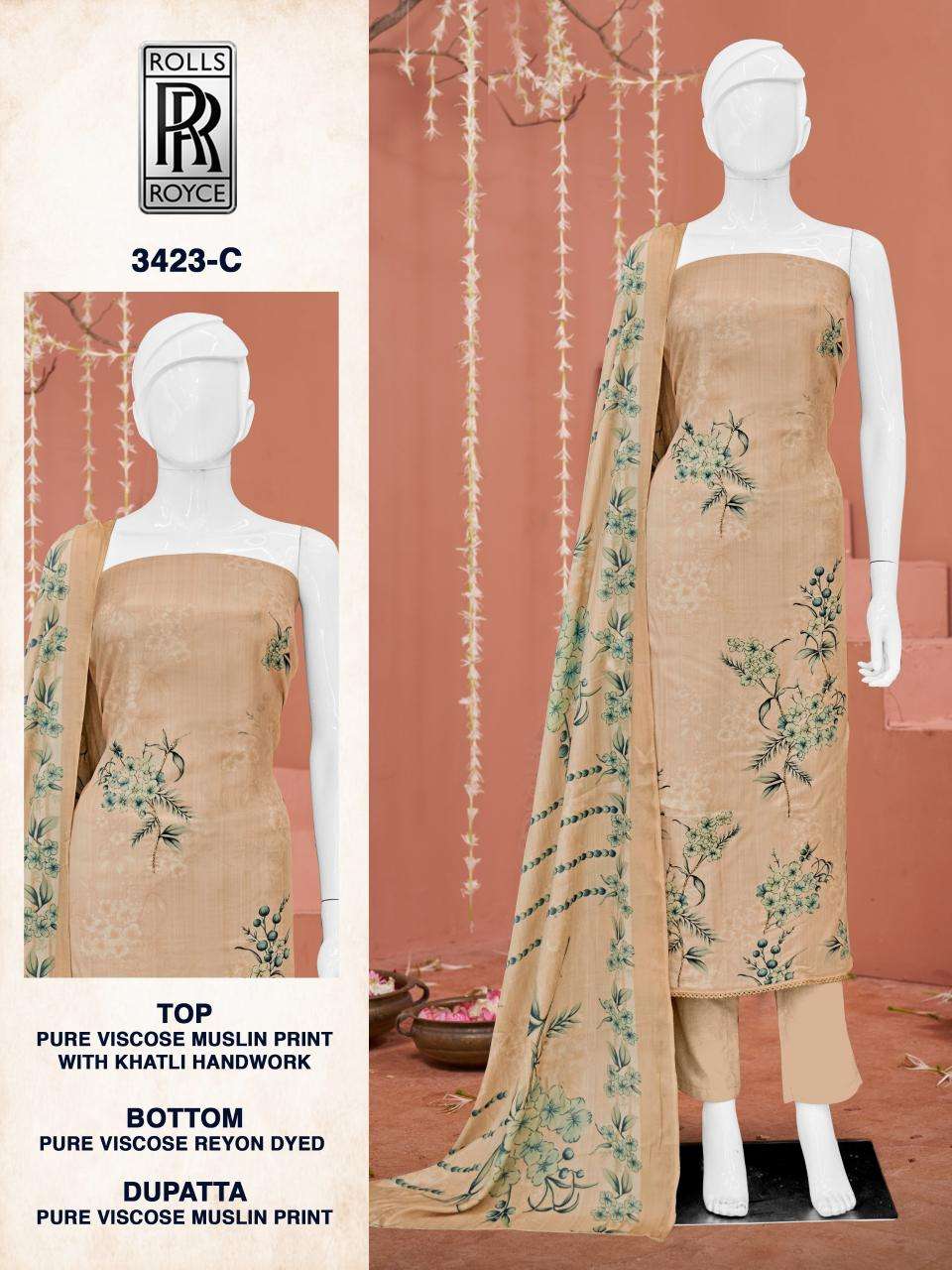 Bipson prints rolls royce 3423 Dress material wholesale market in India