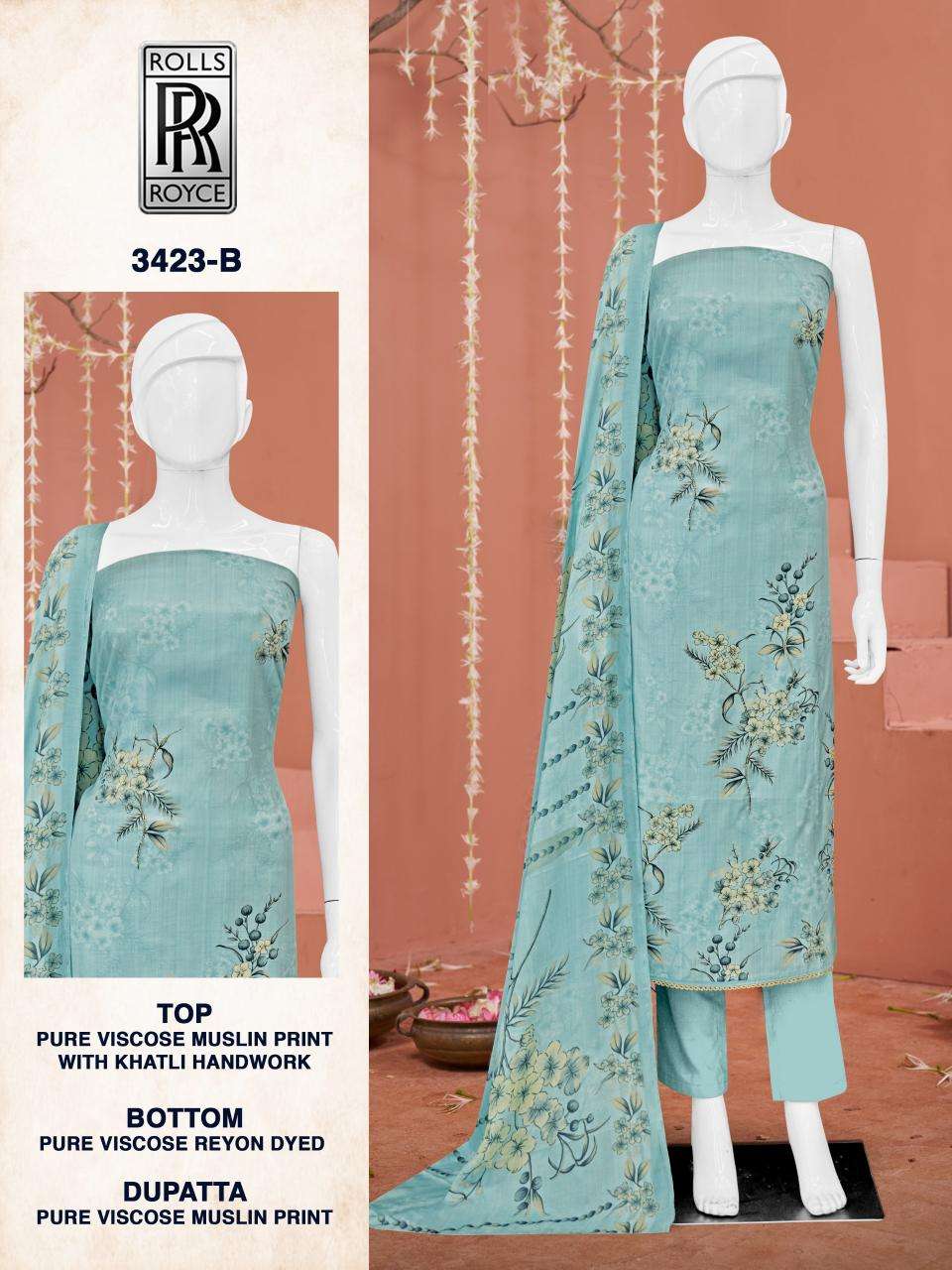 Bipson prints rolls royce 3423 Dress material wholesale market in India