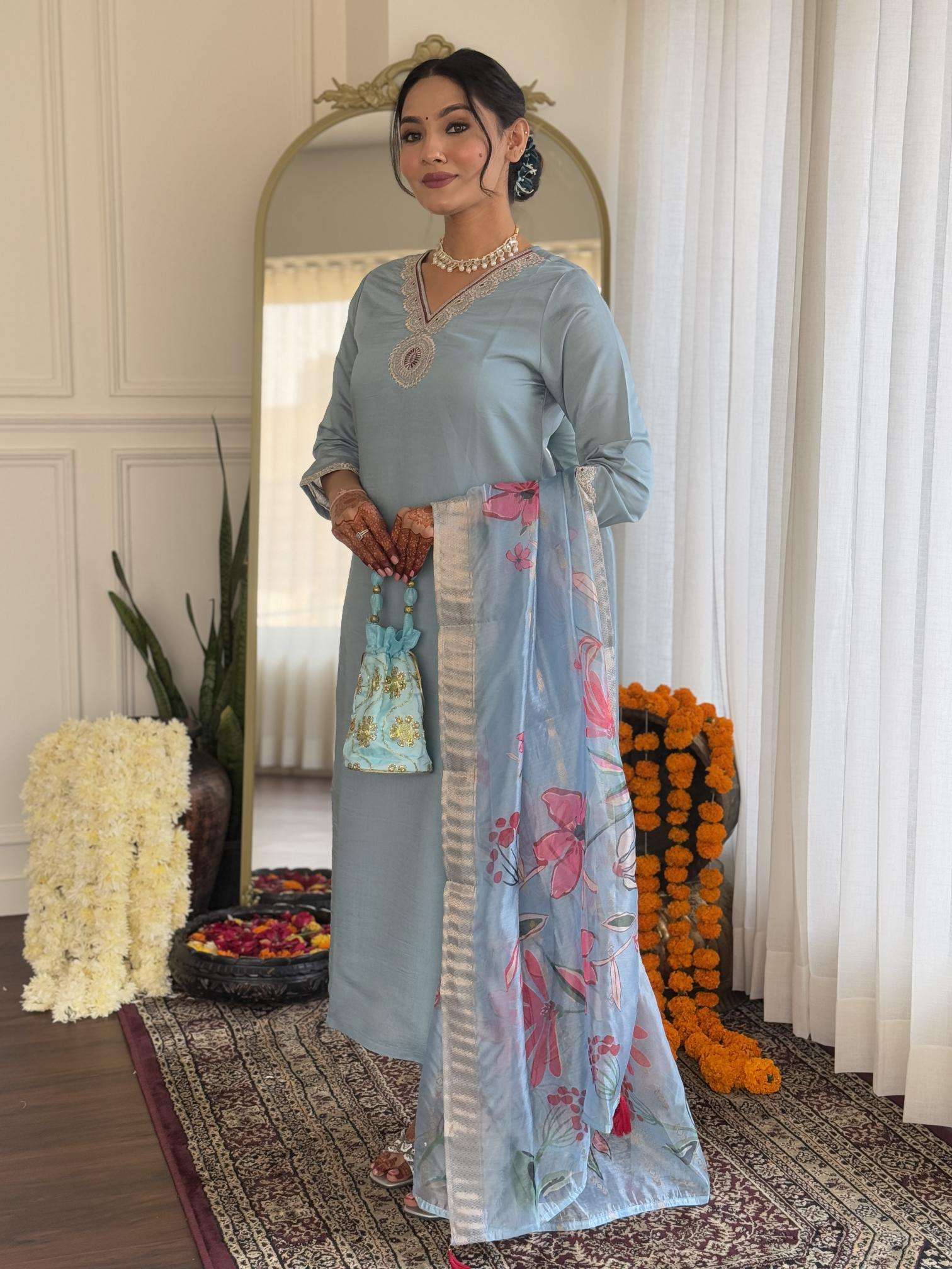 Bitto Arya grey light roman silk Wholesale Kurti manufacturers