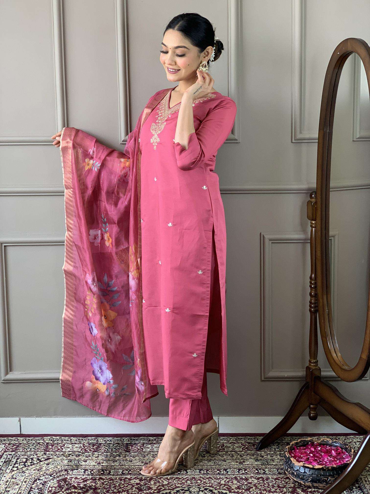 Bitto niharika viscose chanderi v shaped neck Designer kurtis wholesale market