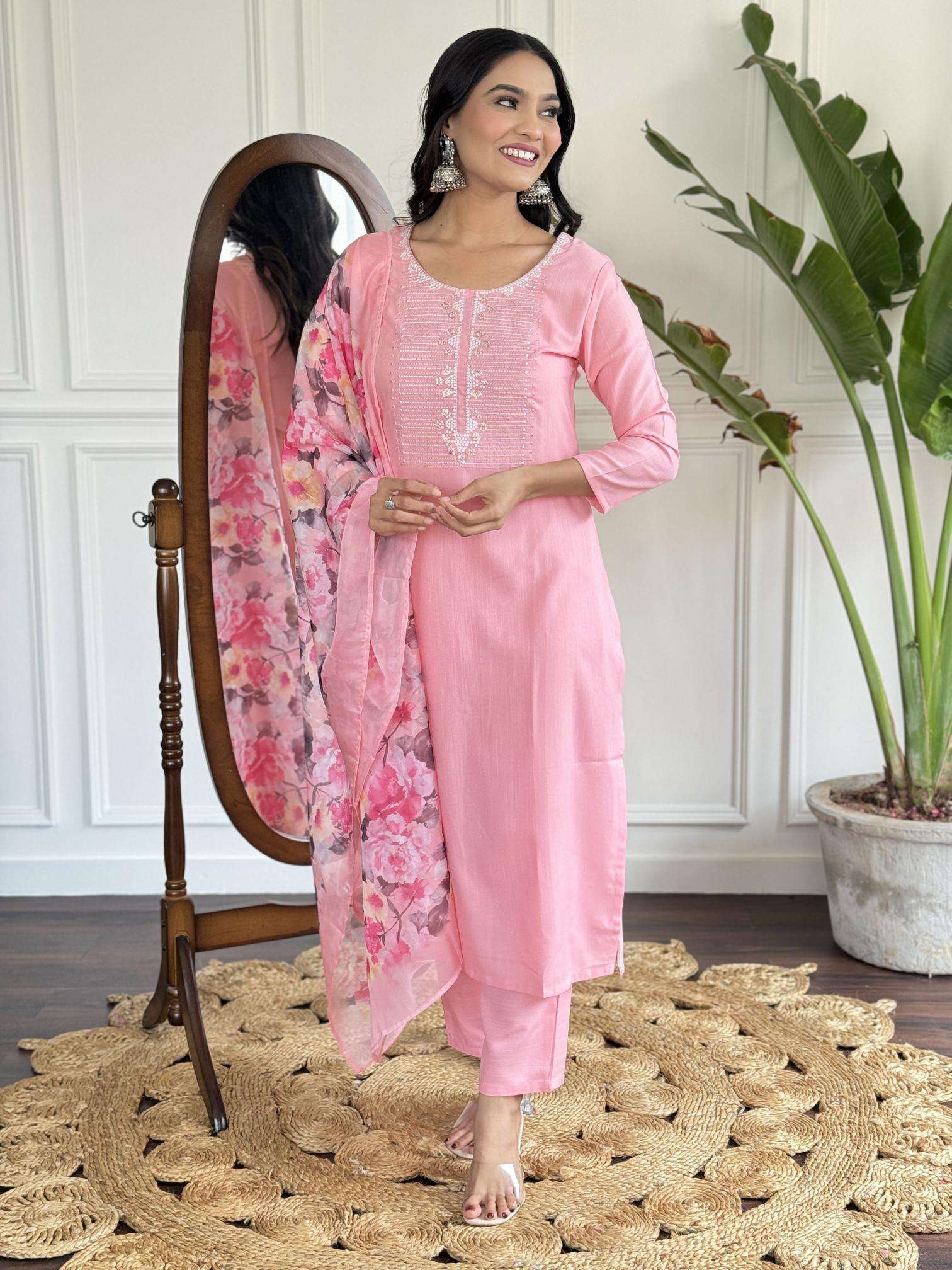 Bitto NK 595 baby pink Kurti wholesale market in Delhi