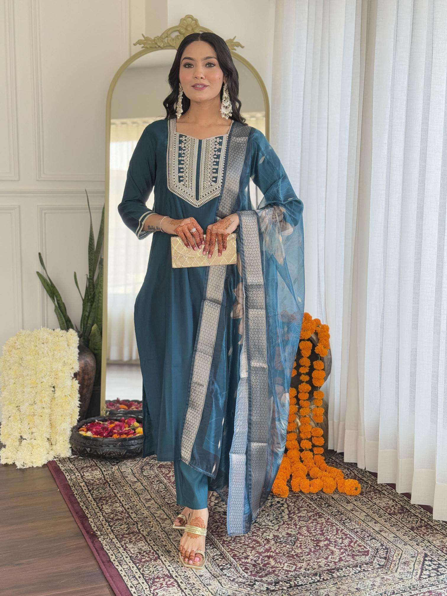 Bitto NK632 teal bsy viscose Kurti wholesale distributor