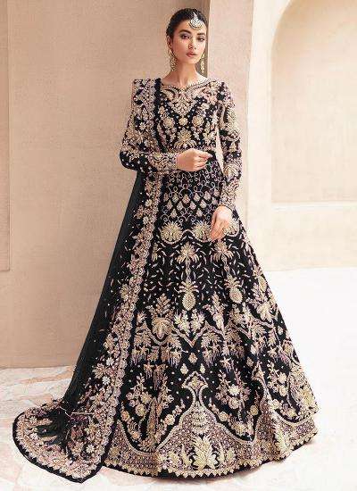 Black Butterfly Net Embroidery Work gujarati lehenga choli wholesale market