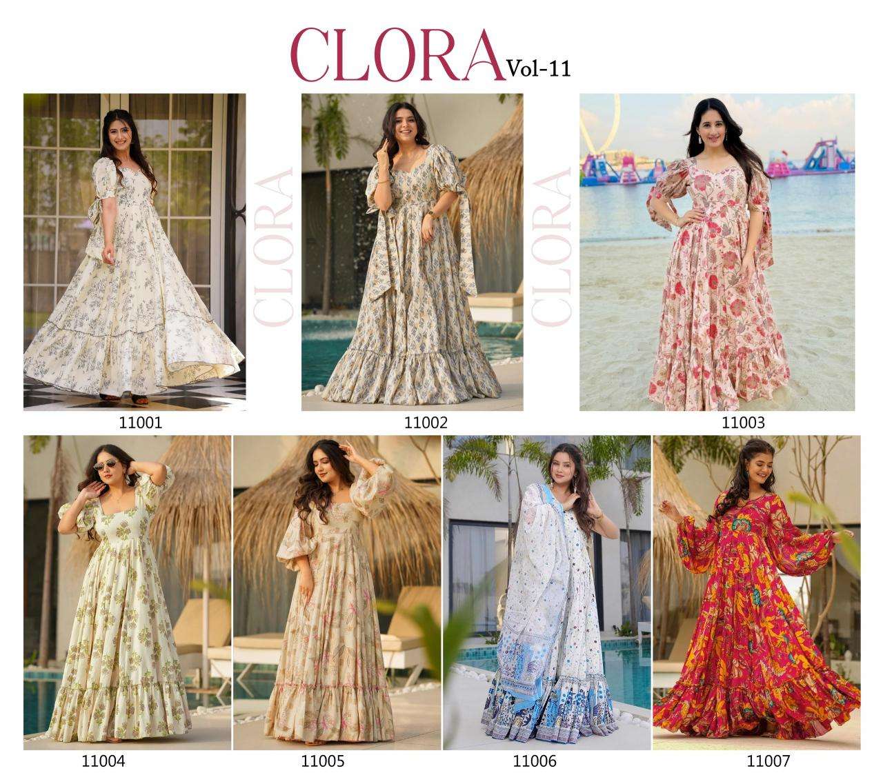 Clora vol 11 Gown Wholesale kurti exporters in India