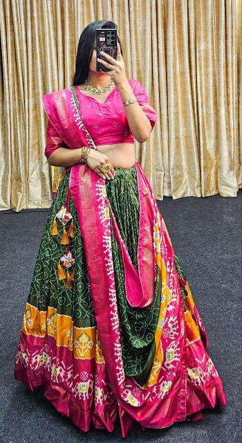 Ekta bandhni Tussar Silk lehenga wholesale market in varanasi