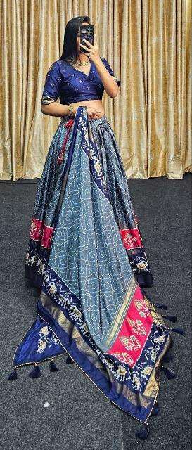 Ekta bandhni Tussar Silk lehenga wholesale market in varanasi