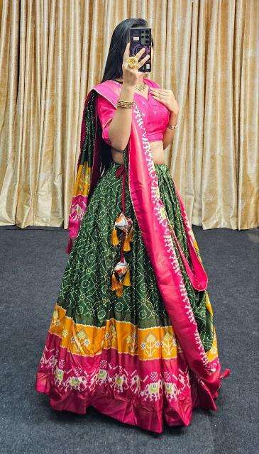 Ekta bandhni Tussar Silk lehenga wholesale market in varanasi