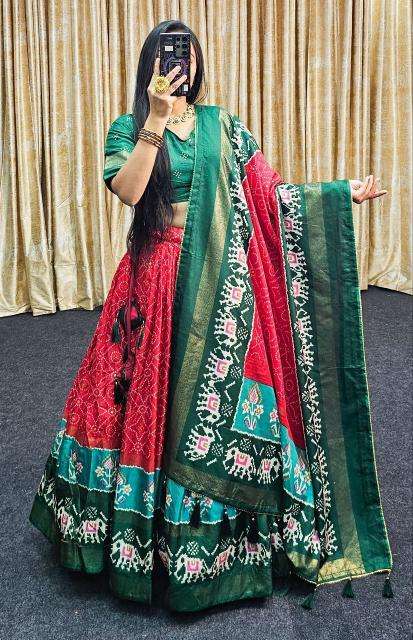 Ekta bandhni Tussar Silk lehenga wholesale market in varanasi